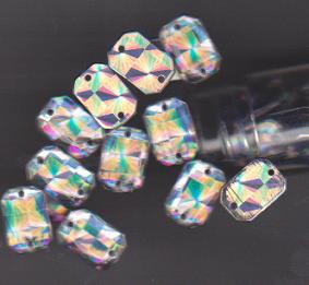 Strasstein /Knopf Octagon Crystal AB 13 x 8mm